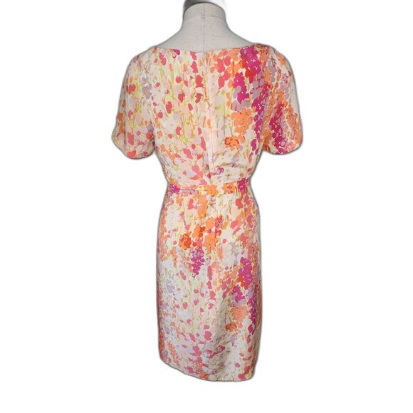 Hobbs London Floral Watercolor Sheer Silk Dress Sz 6 - Picture 2 of 8